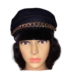 Baker Boy Gold Tone Chain Trim Hat Women